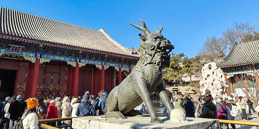 Bronze dragon in front of the hall